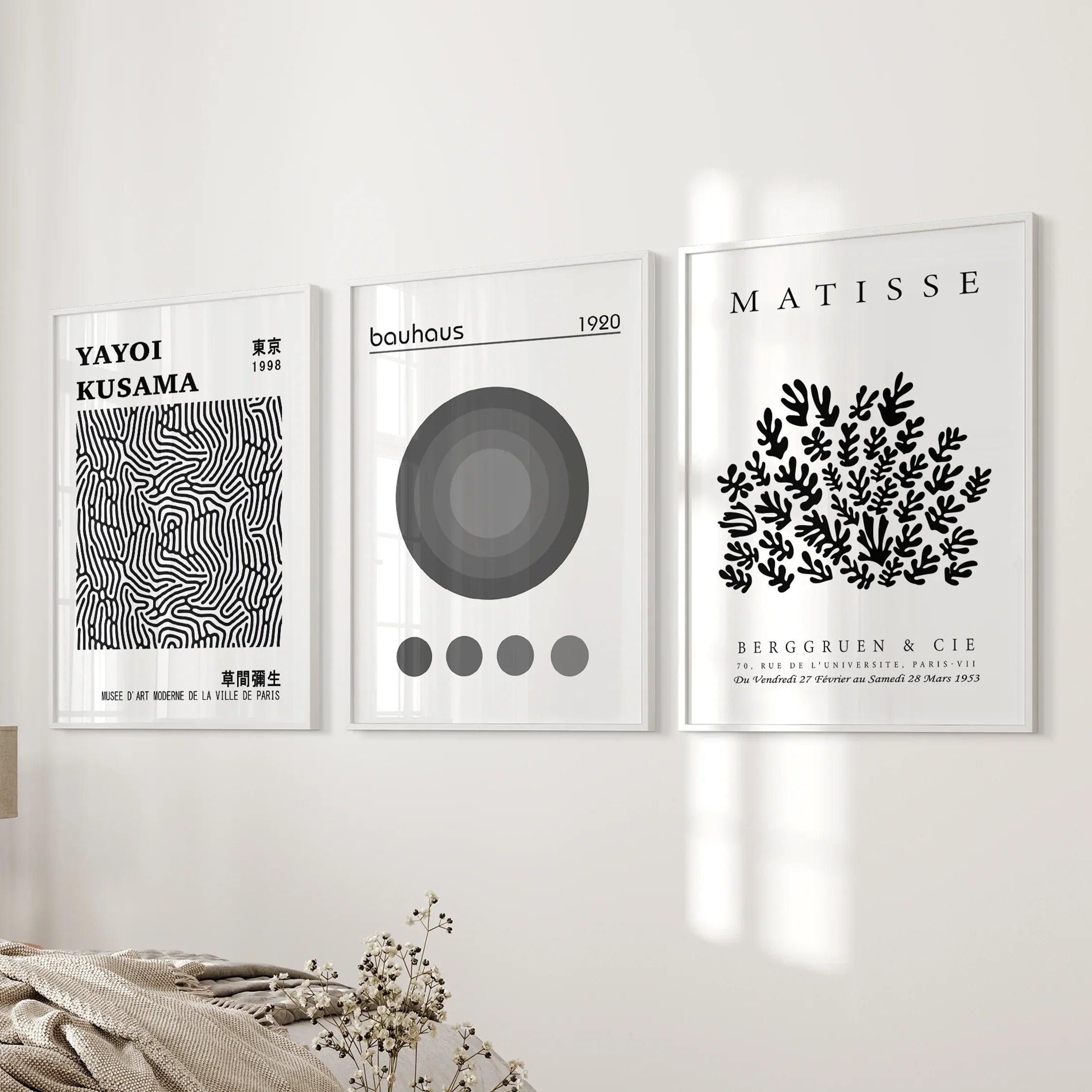 Kusama, Matisse & Bauhaus 3 Piece Wall Art